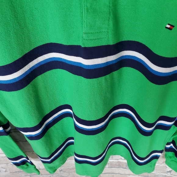 2/$25 Tommy Hilfiger Polo  Shirt Green Stripe XL - Picture 8 of 12